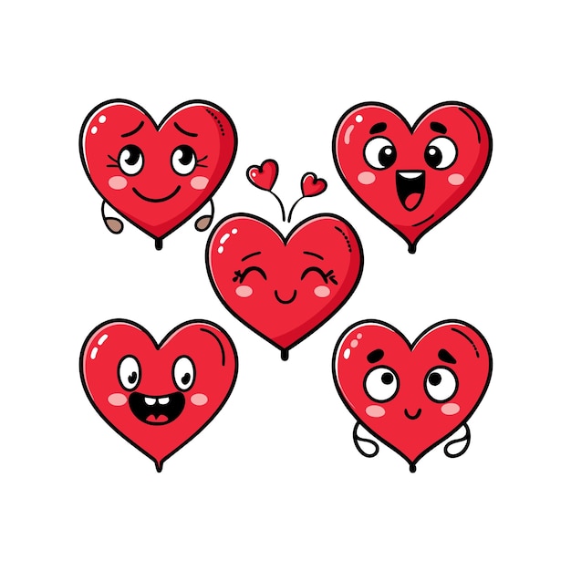 Concepto de ilustración vectorial de la colección de iconos en forma de corazón