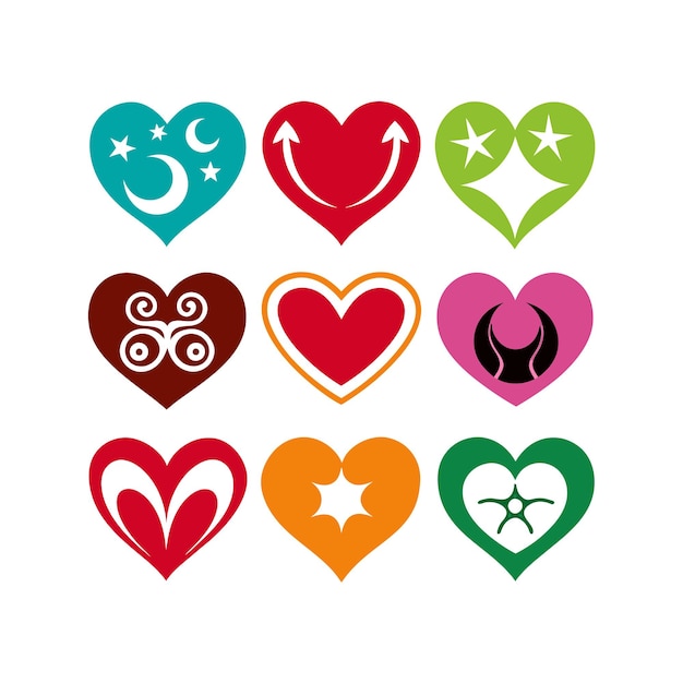 Concepto de ilustración vectorial de la colección de iconos en forma de corazón