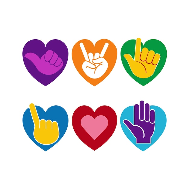Concepto de ilustración vectorial de la colección de iconos en forma de corazón