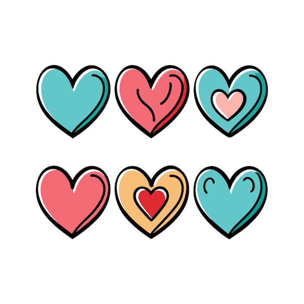 Concepto de ilustración vectorial de la colección de iconos en forma de corazón