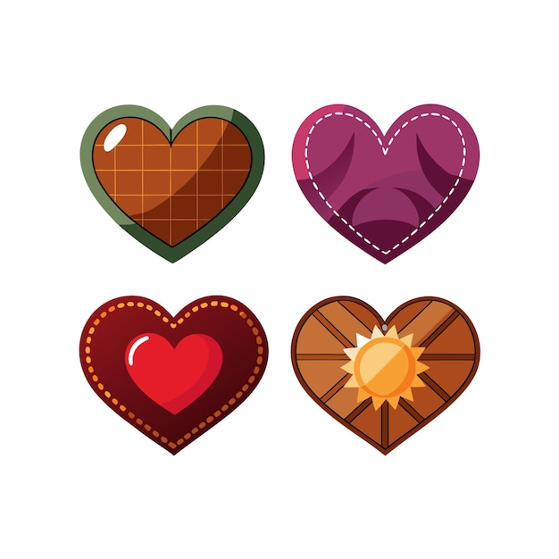 Concepto de ilustración vectorial de la colección de iconos en forma de corazón