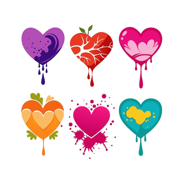 Concepto de ilustración vectorial de la colección de iconos en forma de corazón