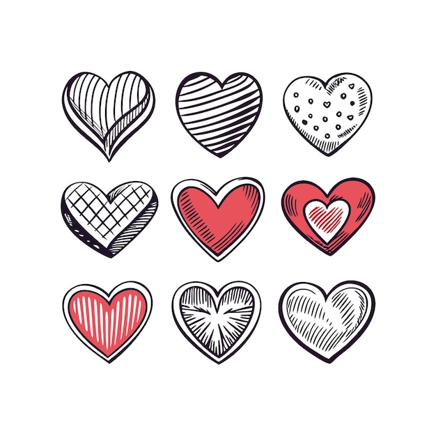 Concepto de ilustración vectorial de la colección de iconos en forma de corazón