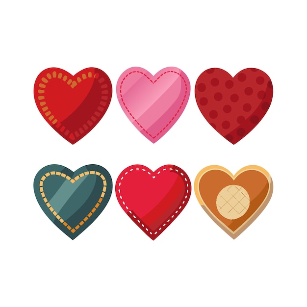 Concepto de ilustración vectorial de la colección de iconos en forma de corazón