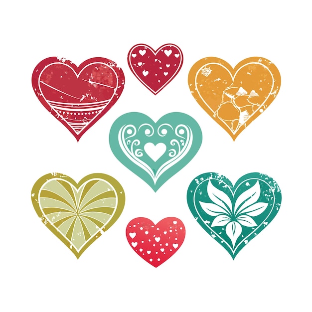 Concepto de ilustración vectorial de la colección de iconos en forma de corazón