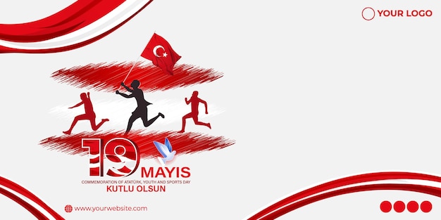 Concepto de ilustración vectorial de la Conmemoración del Día de la Juventud y el Deporte de Atatrk Turquía