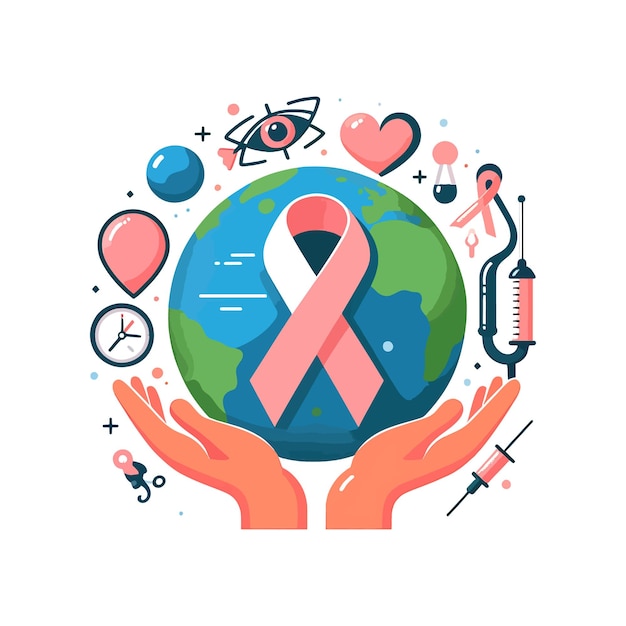 Concepto de ilustración vectorial del día mundial del cáncer en un fondo blanco.