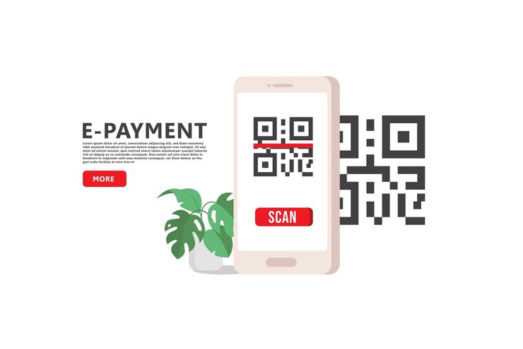 Vector concepto de ilustración vectorial de escaneo de código qr adecuado para la aplicación móvil ui de la página de destino web