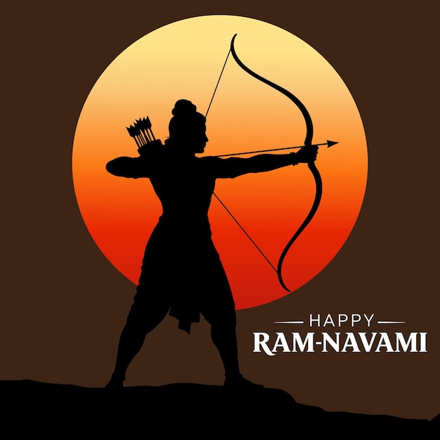Concepto de ilustración vectorial del festival hindú de primavera Shree Ram Navami desea saludar