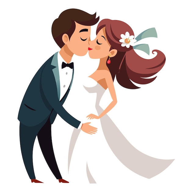 El concepto de ilustración vectorial de la fotografía del día de la boda de la novia y el novio
