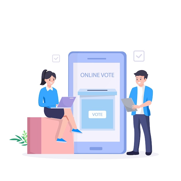 Concepto de ilustración vectorial en línea de votación