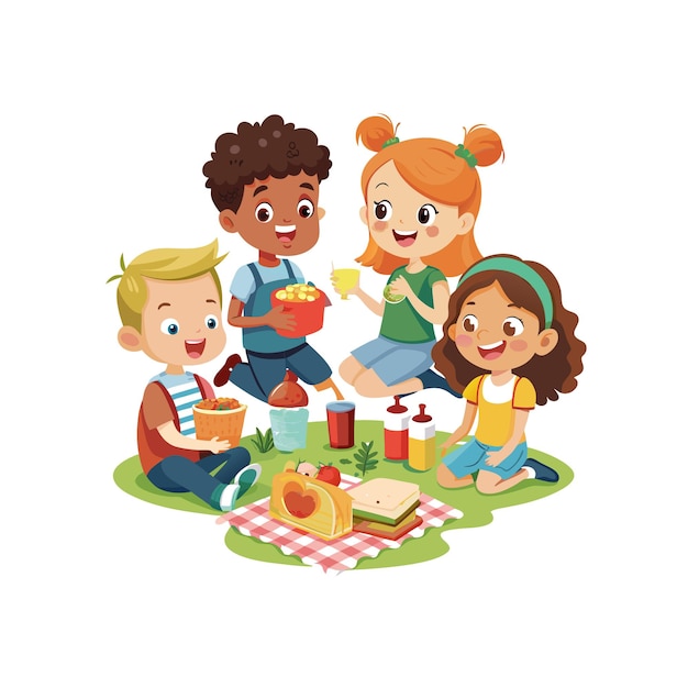 El concepto de ilustración vectorial de los momentos de los niños