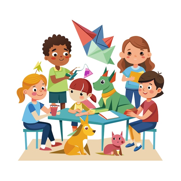 El concepto de ilustración vectorial de los momentos de los niños