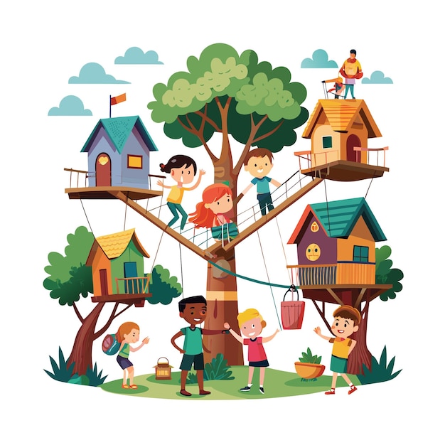 El concepto de ilustración vectorial de los momentos de los niños