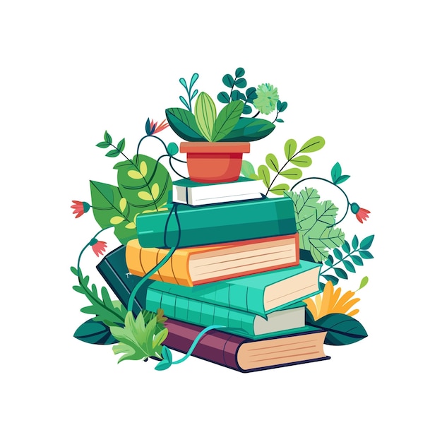 Concepto de ilustración vectorial de la pila de libros