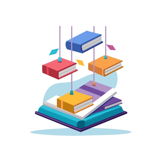 Concepto de ilustración vectorial de la pila de libros