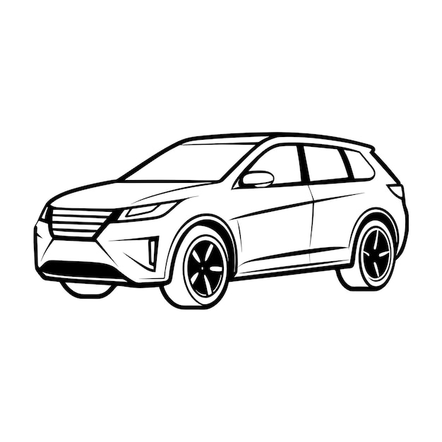 Concepto de ilustración vectorial realista del contorno del automóvil