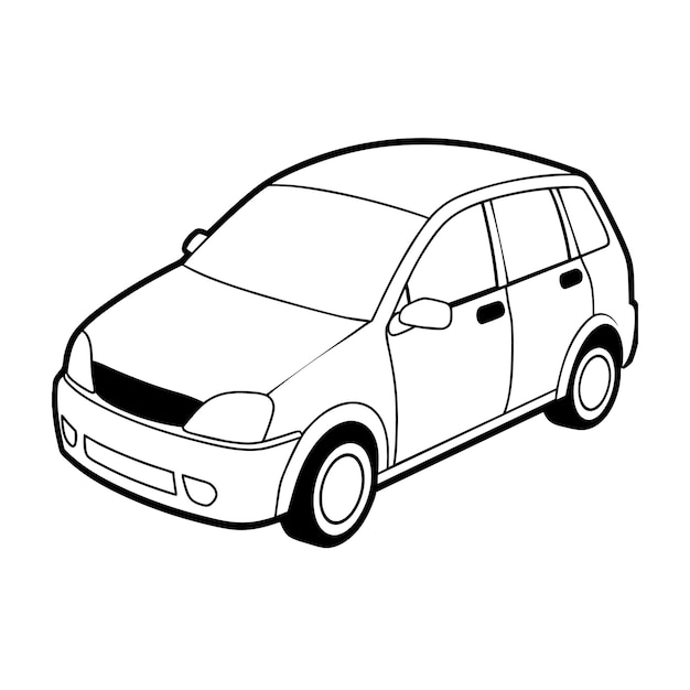 Concepto de ilustración vectorial realista del contorno del automóvil