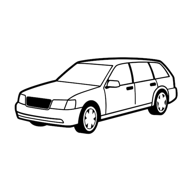 Concepto de ilustración vectorial realista del contorno del automóvil