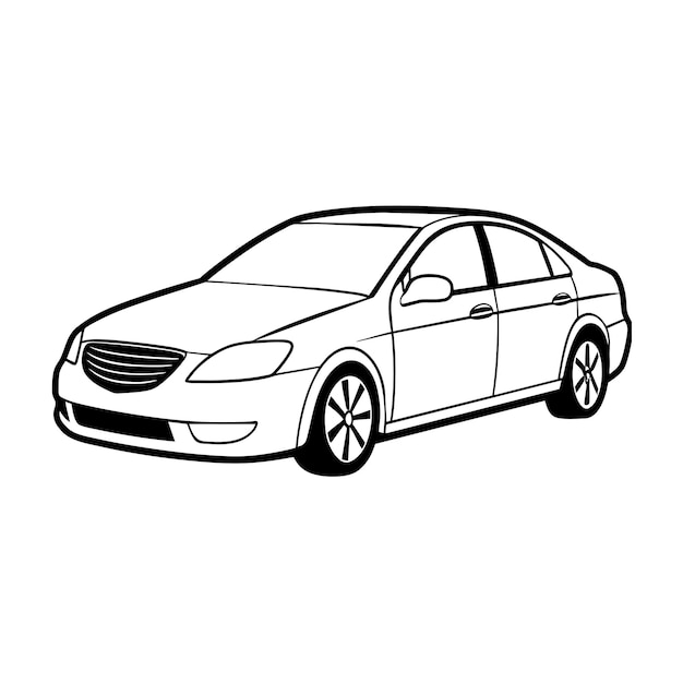 Concepto de ilustración vectorial realista del contorno del automóvil