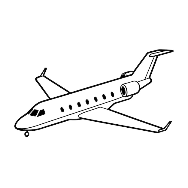 Concepto de ilustración vectorial realista del contorno del avión