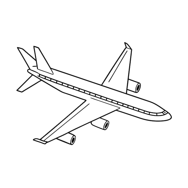 Concepto de ilustración vectorial realista del contorno del avión