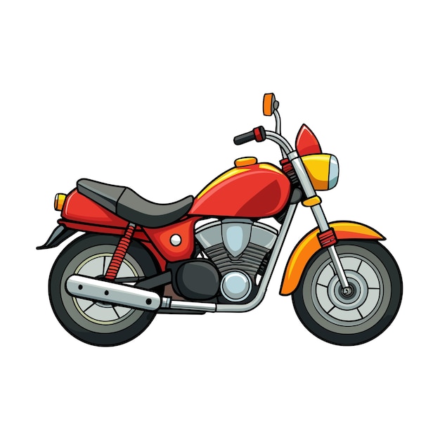 Concepto de ilustración vectorial realista de dibujos animados de motocicletas