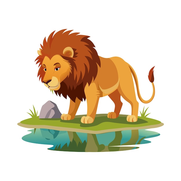 Concepto de ilustración vectorial realista del león