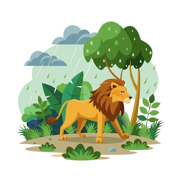 Concepto de ilustración vectorial realista del león