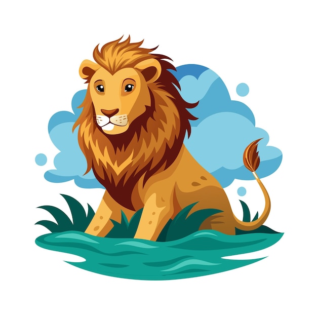 Concepto de ilustración vectorial realista del león