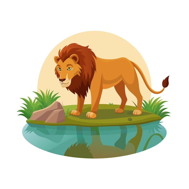 Concepto de ilustración vectorial realista del león