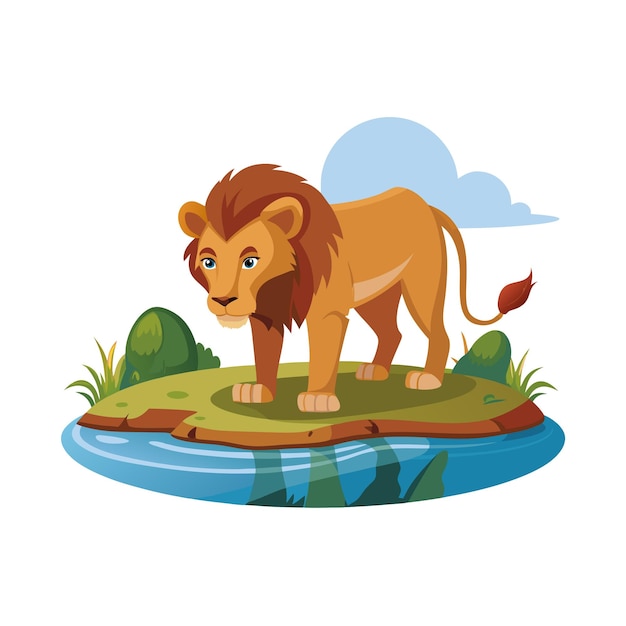 Concepto de ilustración vectorial realista del león