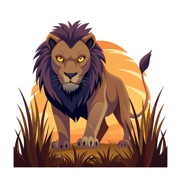 Concepto de ilustración vectorial realista del león