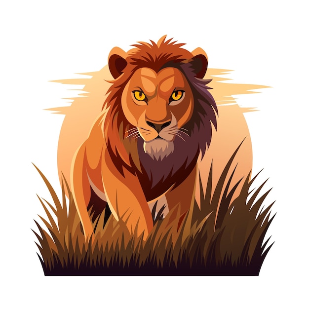 Concepto de ilustración vectorial realista del león