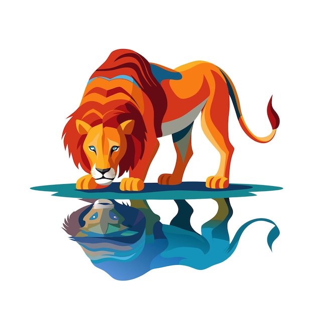 Concepto de ilustración vectorial realista del león