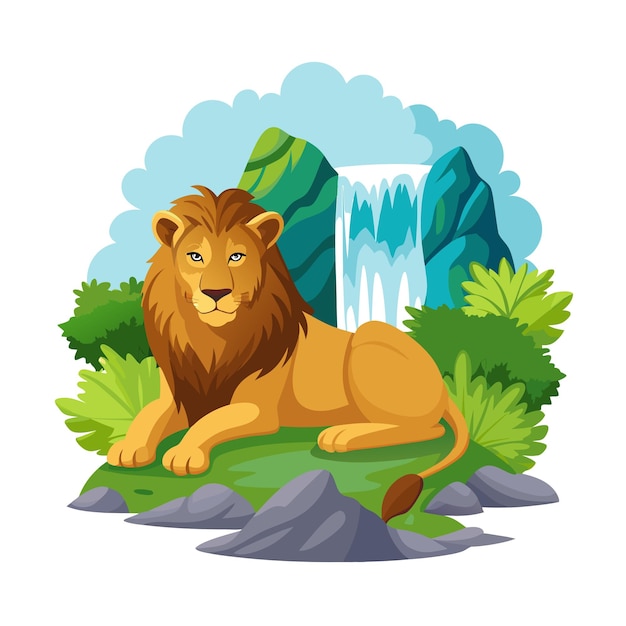 Concepto de ilustración vectorial realista del león
