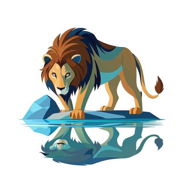 Concepto de ilustración vectorial realista del león