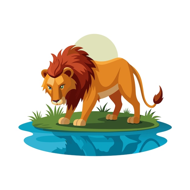 Concepto de ilustración vectorial realista del león