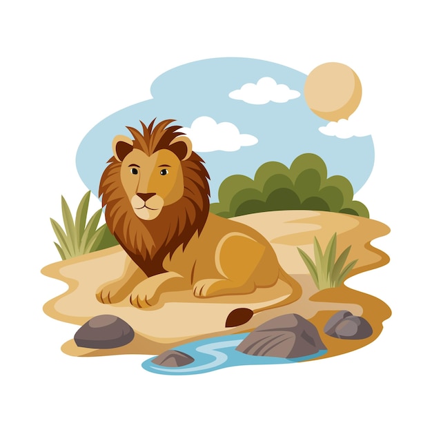 Concepto de ilustración vectorial realista del león