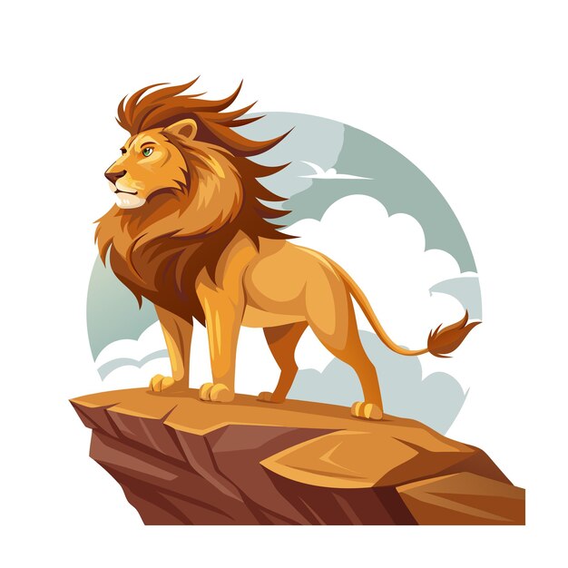 Concepto de ilustración vectorial realista del león