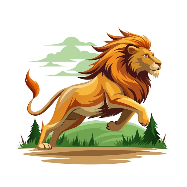 Concepto de ilustración vectorial realista del león