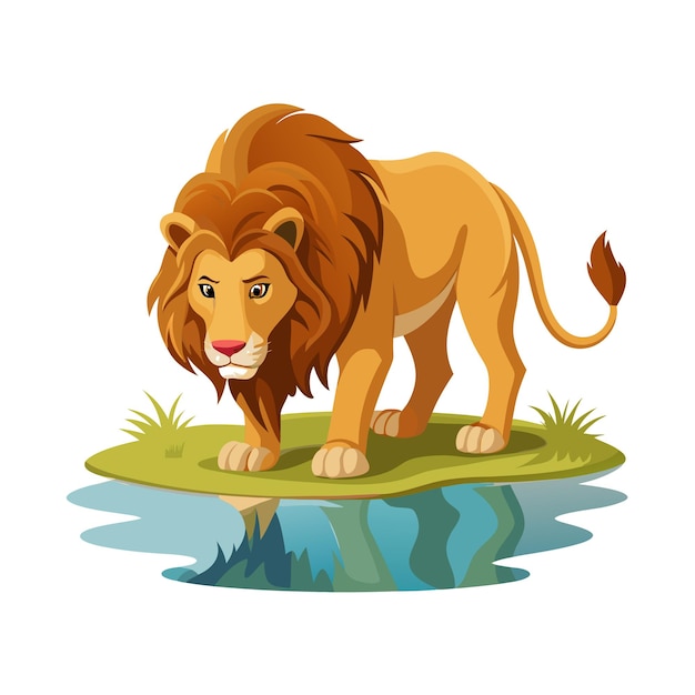 Concepto de ilustración vectorial realista del león