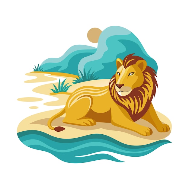 Concepto de ilustración vectorial realista del león