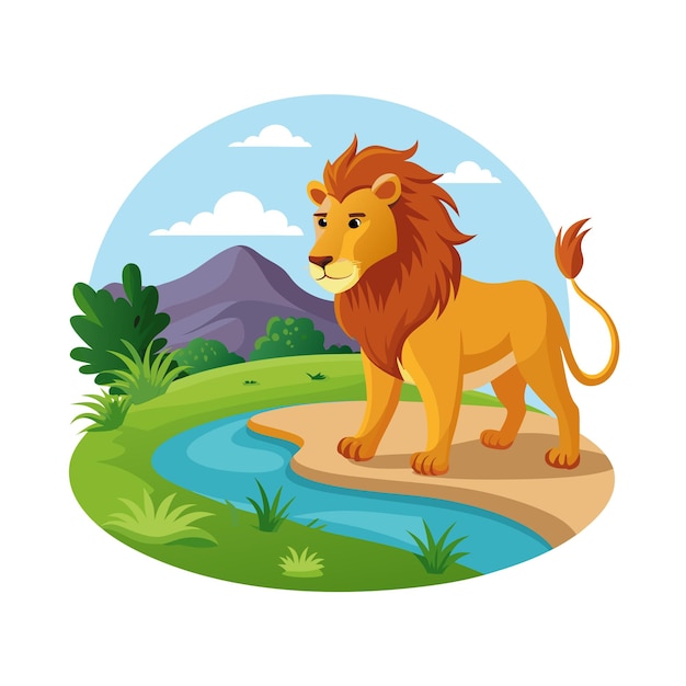 Concepto de ilustración vectorial realista del león