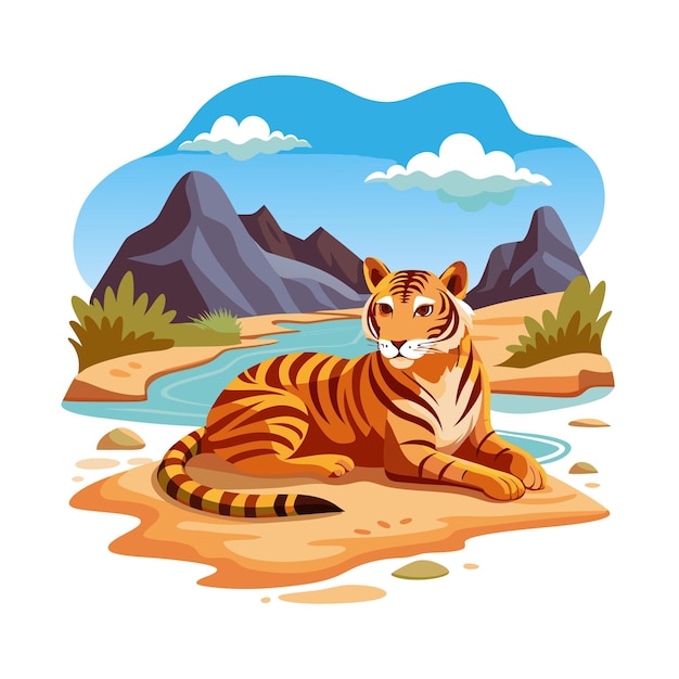 Concepto de ilustración vectorial realista del león
