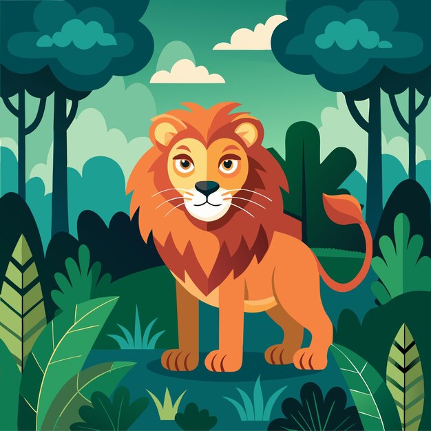 Concepto de ilustración vectorial realista del león