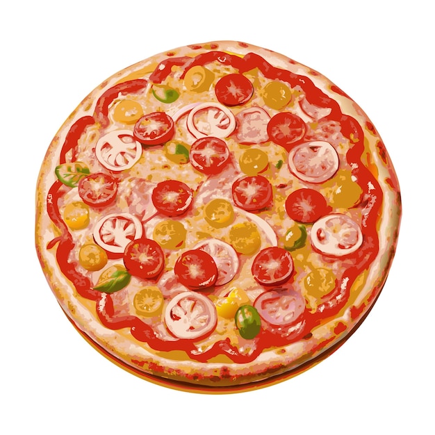 Concepto de ilustración vectorial realista de la pizza