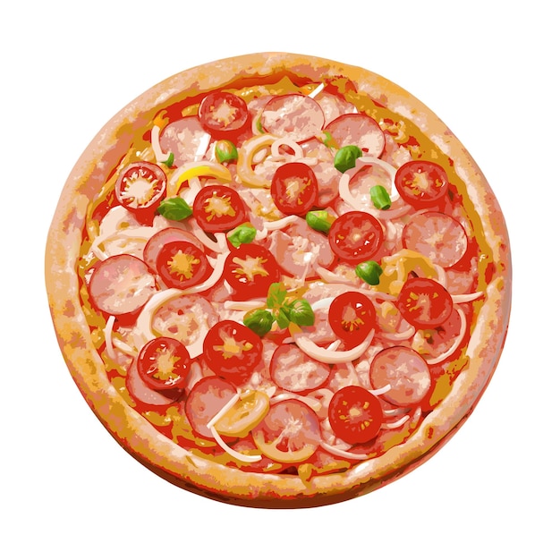 Concepto de ilustración vectorial realista de la pizza