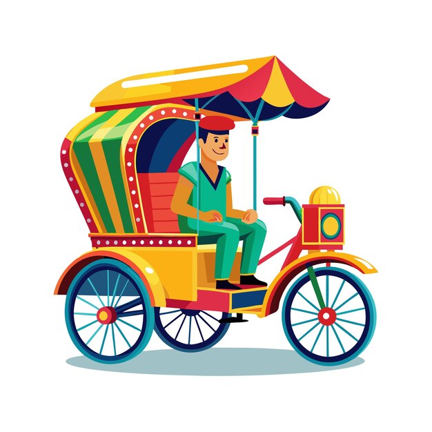 Concepto de ilustración vectorial realista del rickshaw