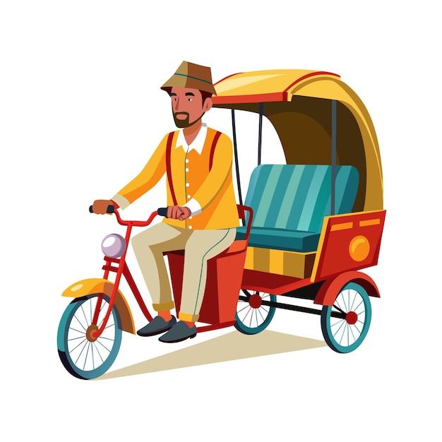 Concepto de ilustración vectorial realista del rickshaw